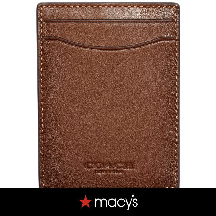 in stock Coach Bag Men, Coach Presents, Leather Money Clips, Clip Cards, Card Organizer, Leather Card Case, Embossed Logo, Small Leather Goods, Free Bag