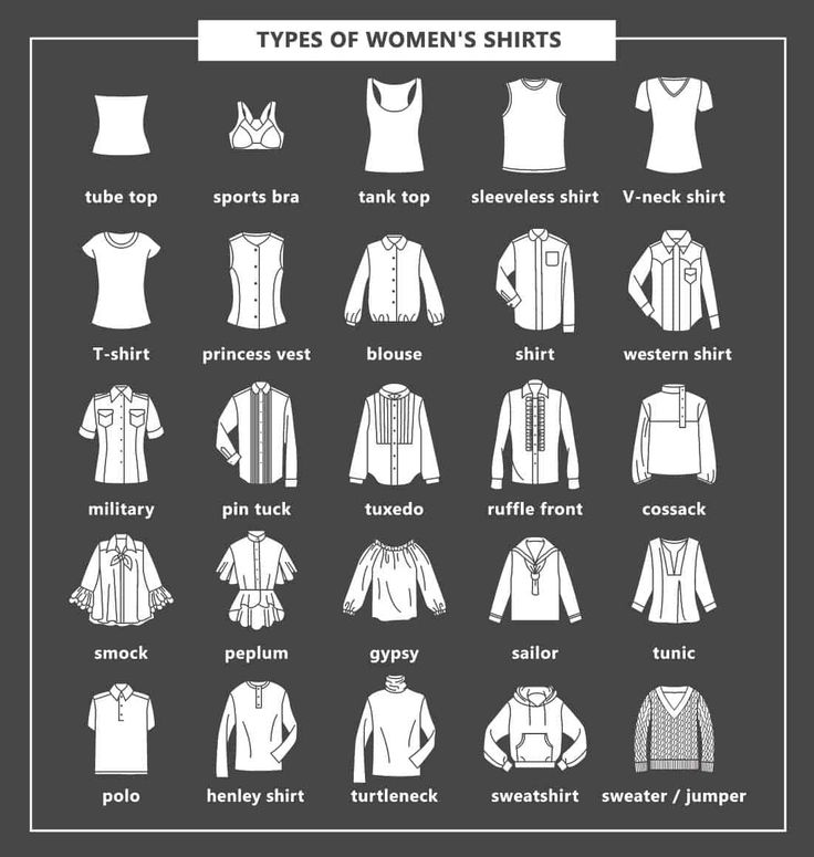 the types of women's shirts in black and white