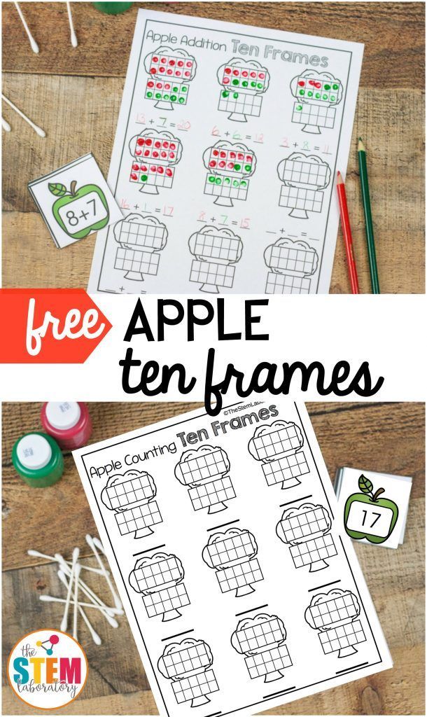 an apple ten frames worksheet with apples on it and the text, free printable