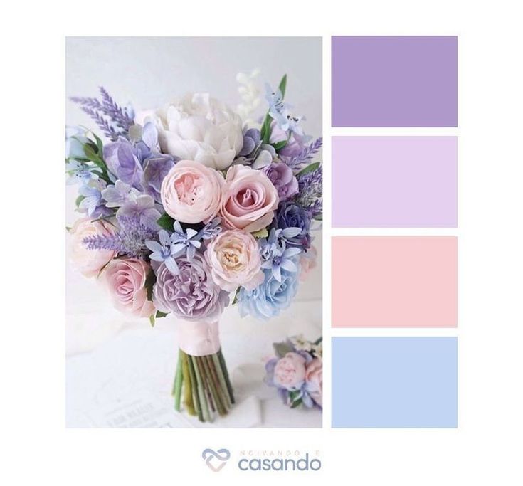 Light Blue Purple And Pink Wedding, Wedding Flower Inspiration Color Schemes, Purple Pink Blue Wedding Theme, Pink Purple And Blue Wedding Colors, Lavender Pink And Blue Wedding, Pink Blue And Purple Wedding Theme, Blue And Purple Themed Wedding, Pastel Pink And Purple Wedding Theme, Purple Engagement Decor