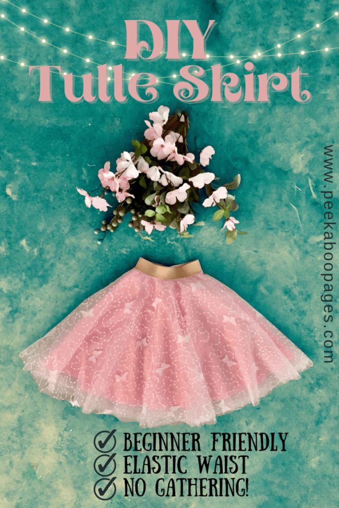 a pink tutule skirt with flowers on it and the words diy tulle skirt