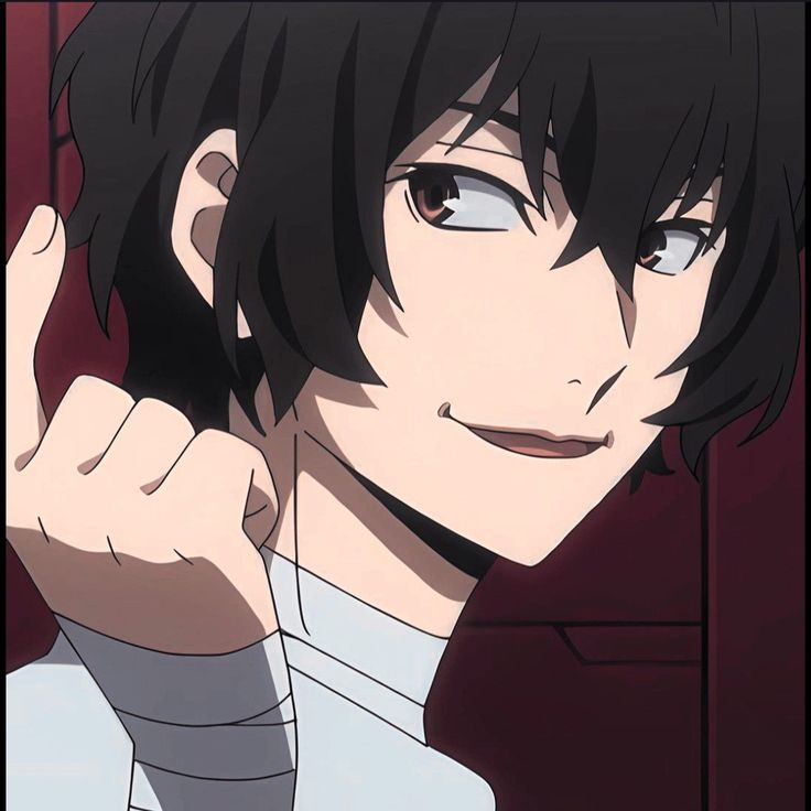 an anime character with black hair and blue eyes pointing to the side while wearing a white shirt