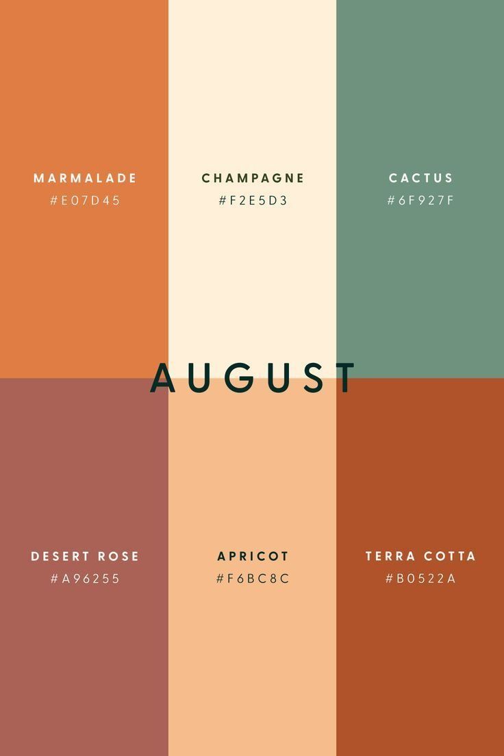 an image of the words august in different colors and font styles, including orange, green,