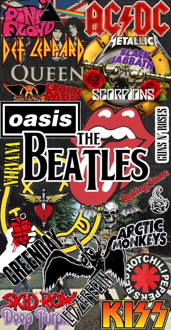 an advertisement for the rock band oasis, featuring various logos and images on it's side