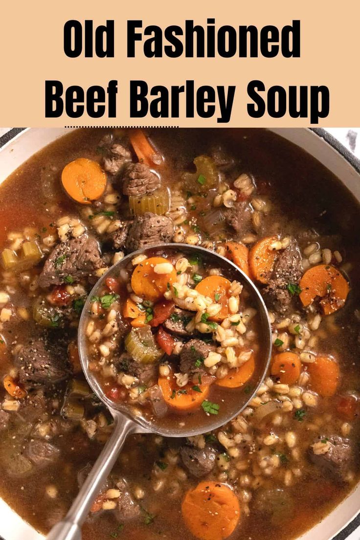 Healthy Beef And Barley Soup, Stove Top Beef Barley Soup, Beef Barley Vegetable Soup, Beef Soup Bones, Beef Barley Stew, Cottage Cafe, Beef And Barley Soup, Soup Sandwich, Barley Soup Recipe