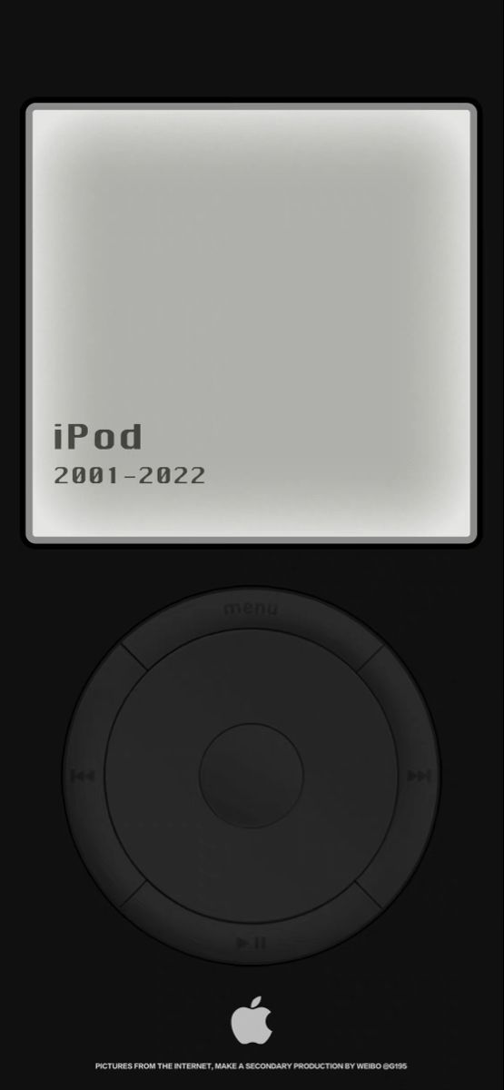 an apple ipod is shown in this black and white photo with the words ipod on it