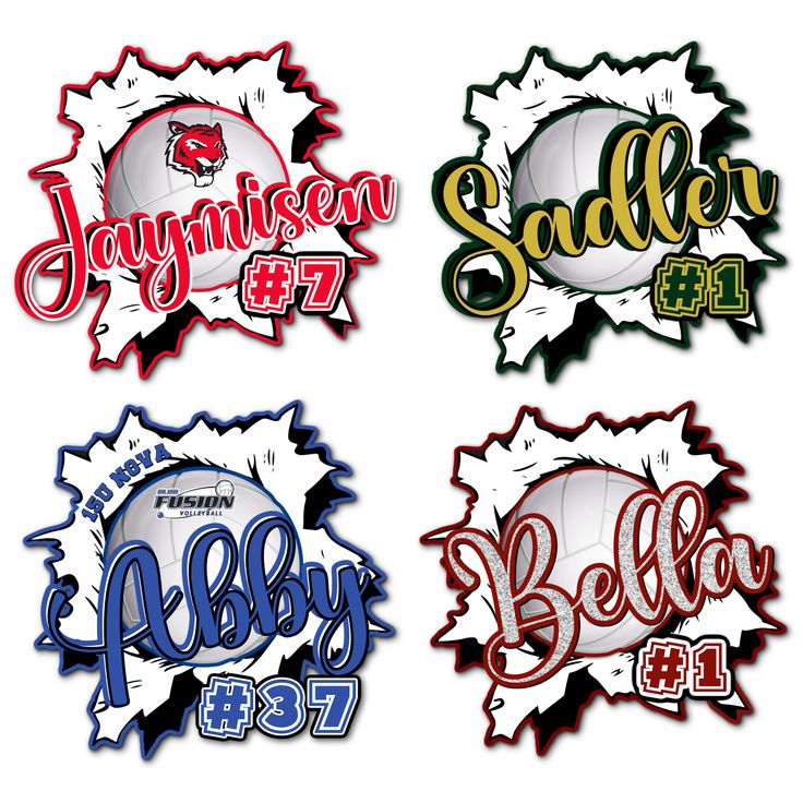 four different sports logos with the names of each team