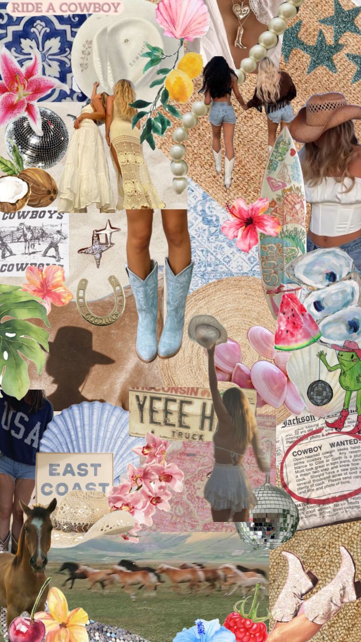 costal cowgirl 🌺🤠🌊🪩 Costal Cowgirl Aesthetic, Costal Cowgirl, Collage Board, Cowgirl Aesthetic, Cute Wallpapers, Looks Great, Iphone Wallpaper, Cowboy, Collage