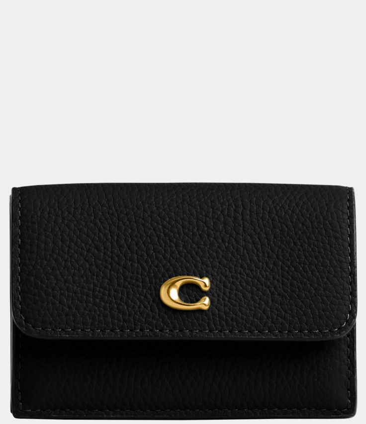 From COACH&#x2C; the Mini Trifold Wallet features:Polished pebble leatherGold-tone hardwareSix credit card slotsFull-length bill compartmentSnap closureOutside snap coin pocketApprox. 4.25" (L) x 2.75" (H) x 1" (W)Imported. Affordable Black Coin Purse With Card Slots, Cheap Elegant Wallet For Everyday Use, Affordable Classic Wallets For Formal Occasions, Black Michael Kors Wallet, Classic Coach Leather Coin Purse, Coach Leather Trifold Wallet With Card Slots, Classic Coach Trifold Wallet With Card Slots, Coach Black Bifold Card Holder, Coach Black Trifold Wallet With Card Slots