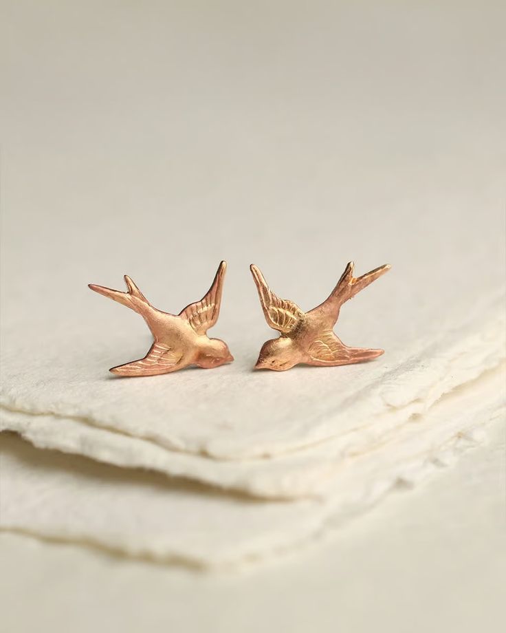 Swallow Bird Stud Earrings – ban.do Fox Earrings, Silk Purse, Swallow Bird, Presentation Cards, Earring Post, Bird Earrings, Cozy Gift, Swallows, Funky Jewelry