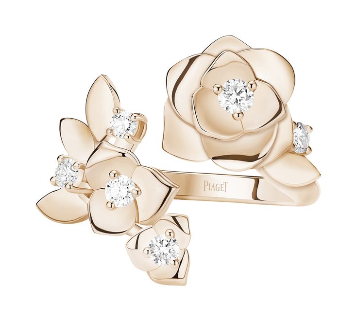 Piaget Rose Gold Diamond Ring G34UX700 Luxury Rose Gold Flower Ring With Brilliant Cut, Luxury Rose Gold Flower Ring With Diamond Accents, Luxury Rose Gold Diamond Flower Ring, Piaget Ring, Piaget Rose, Rose Jewellery, Diamond Ring For Women, Luxury Ring, Rose Gold Diamond Ring