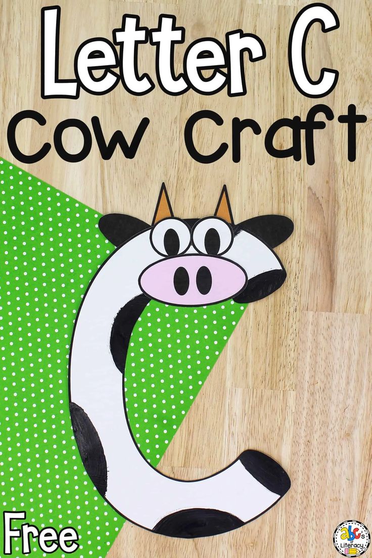 the letter c is for cow craft with an image of a cow's face