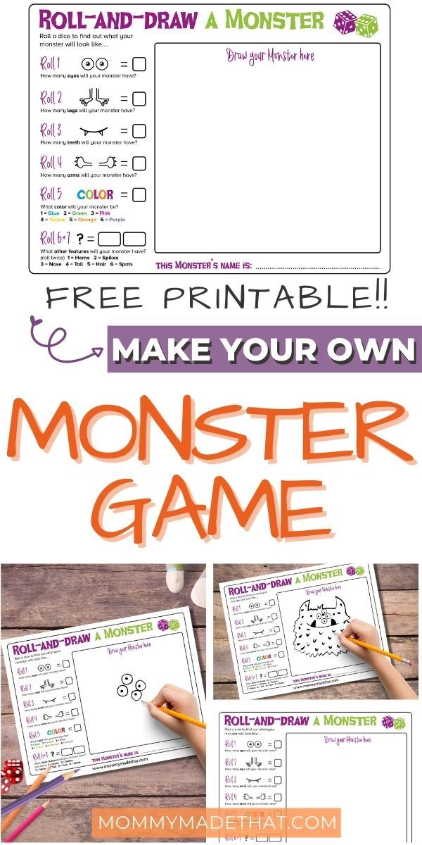 a monster game with the words make your own on it and an image of a handwritten