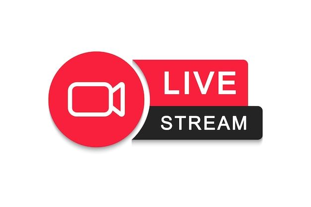 a red and black sticker with the words live stream on it's side