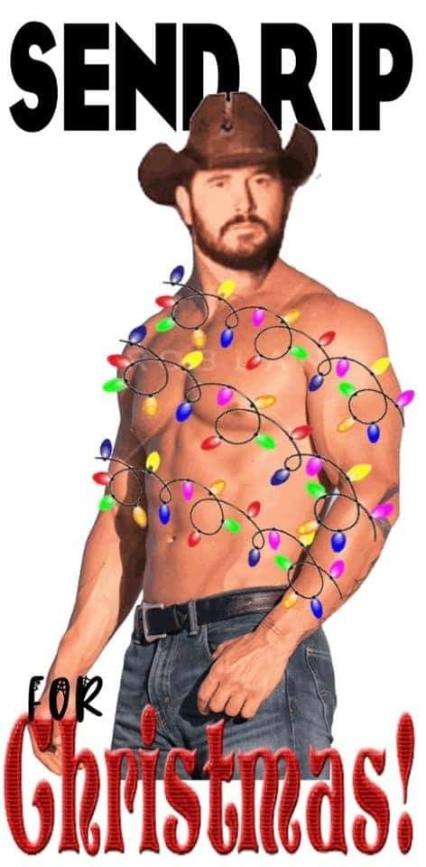 a shirtless man with christmas lights on his chest and the words send rip for christmas