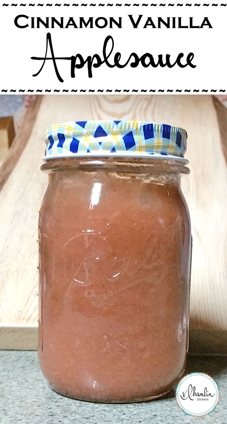 a jar filled with cinnamon vanilla apple sauce