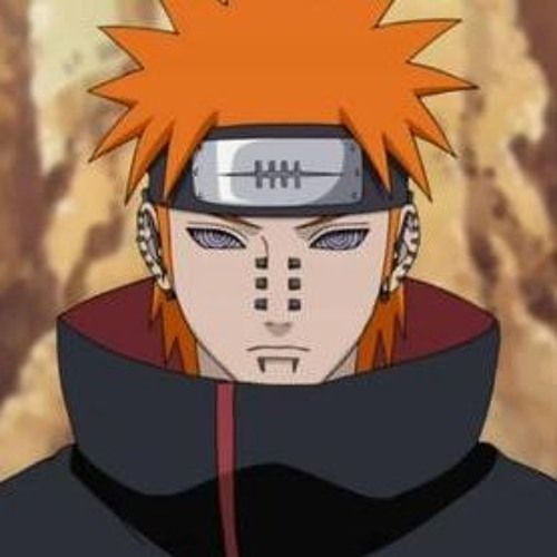 naruto is looking at the camera with an orange hair and black hoodie