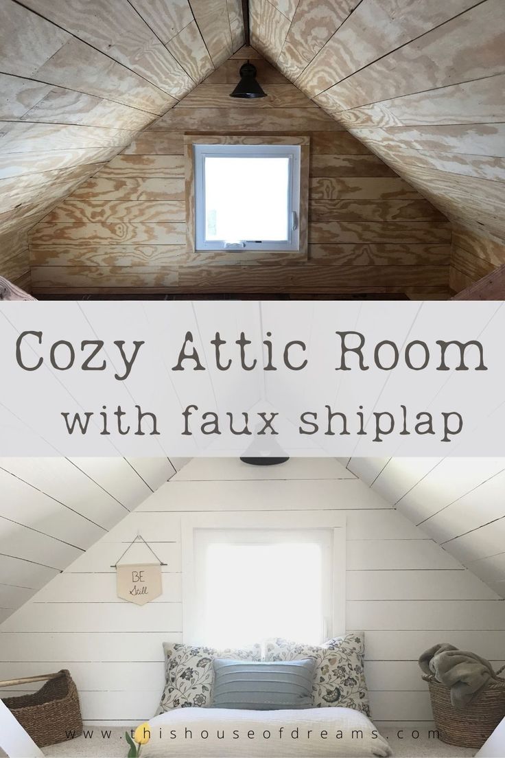 the cozy attic room with fax shiplap is perfect for small spaces that are easy to set up