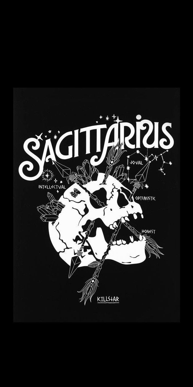 a black and white poster with the words sagittaris on it's side