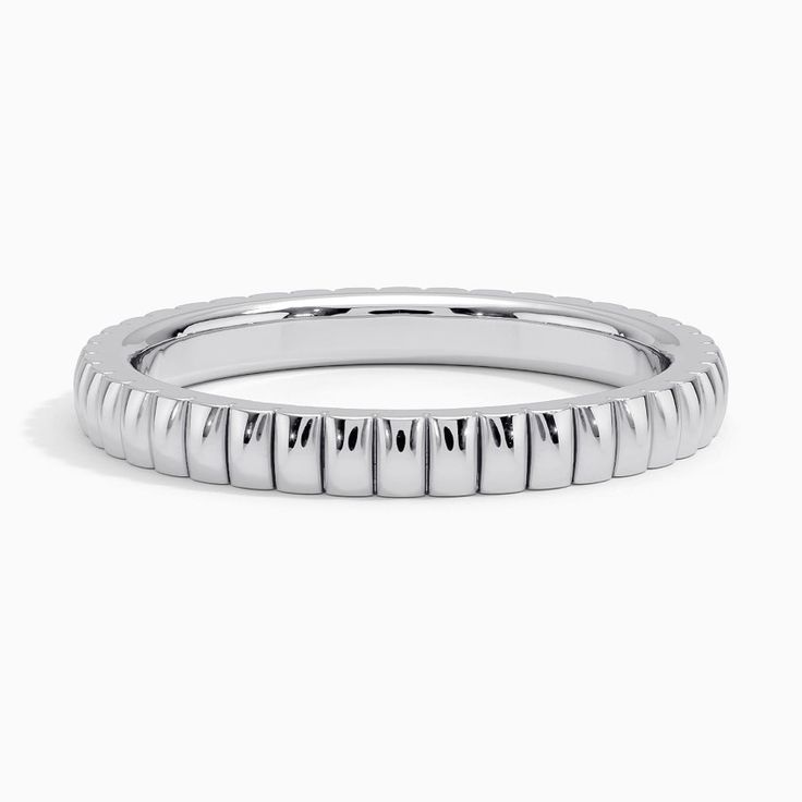 Jade Trau Brisé Wedding Ring - 18K White Gold. Architectural grooves encircle the entirety of this modern band, adding a hint of edgy sophistication to a sleek design. Pair with satin finish or diamond-accented bands to create a personalized and chic stack. 
 
 Jade Trau adds a signature spin on classic diamond staples, crafting designs timeless enough to evolve with you and unique enough to make a statement. Ring Style Guide, Tacori Engagement Rings, Trending Engagement Rings, Diamond Rings Design, Heart Engagement Rings, Platinum Wedding Rings, Ring Trends, Wedding Anniversary Rings, Brilliant Earth