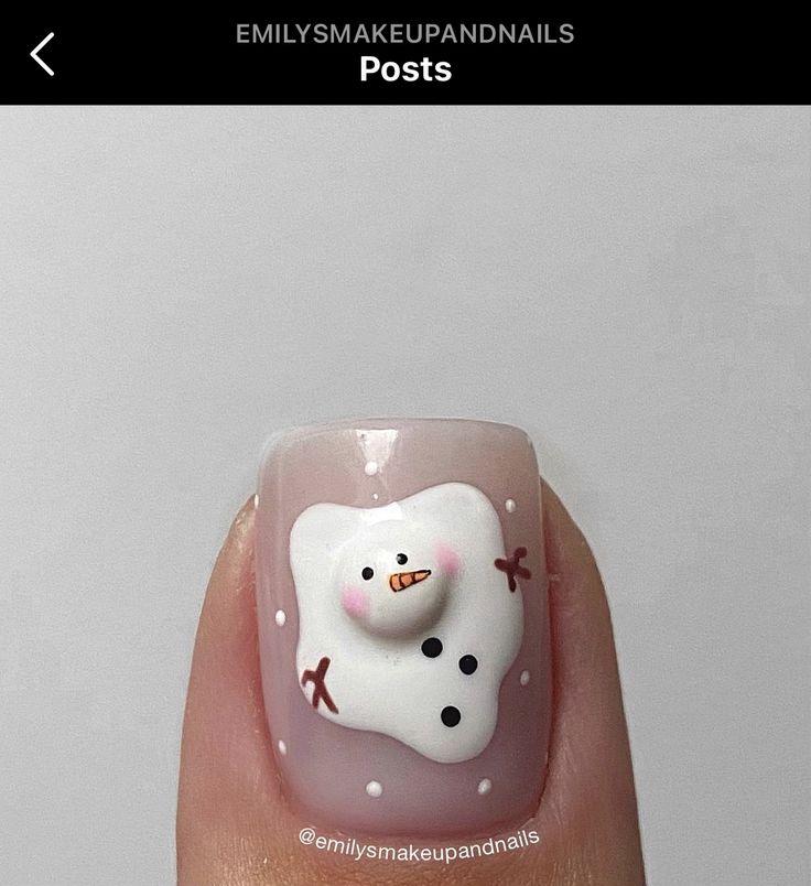 Frosty The Snowman Nail Art, Christmas Nails With Snowman, Nail Art Snowman, Christmas Ghost Nails, Holiday Nail Art Designs, Fun Winter Nail Designs, Nail Snowman, Frosty The Snowman Nails, Ski Nail