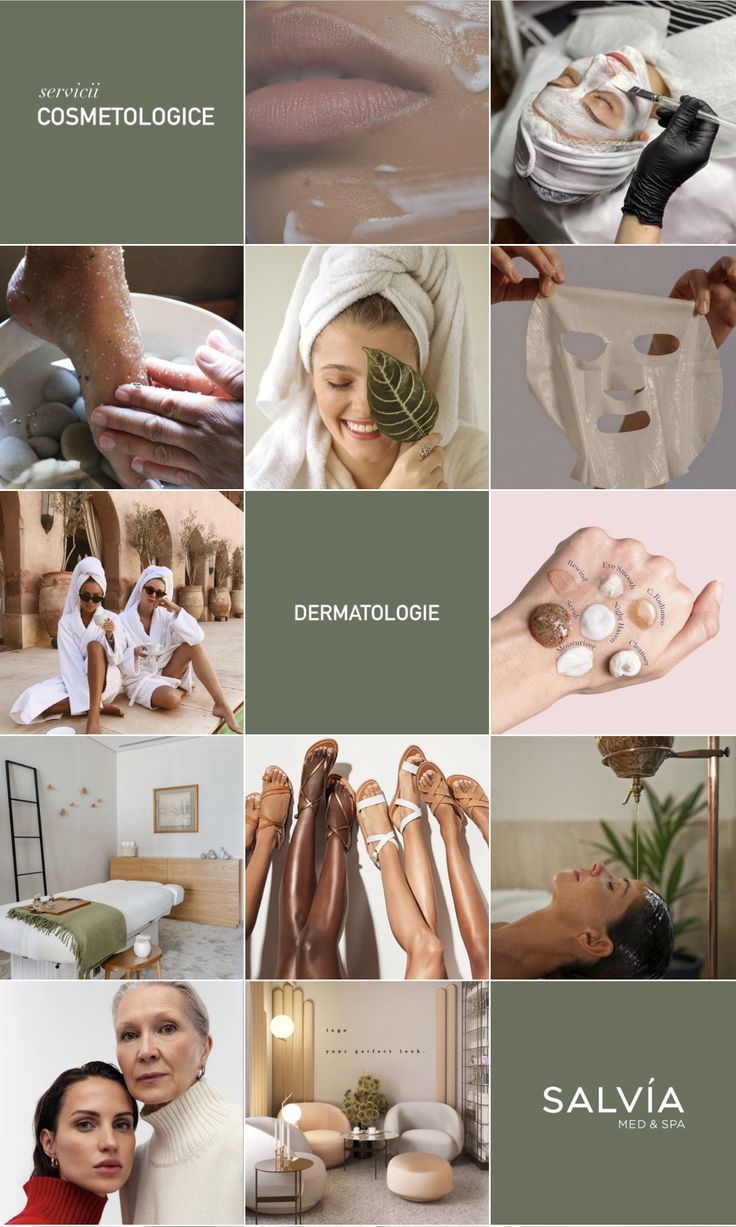 the collage shows different types of women's skin care products and their uses