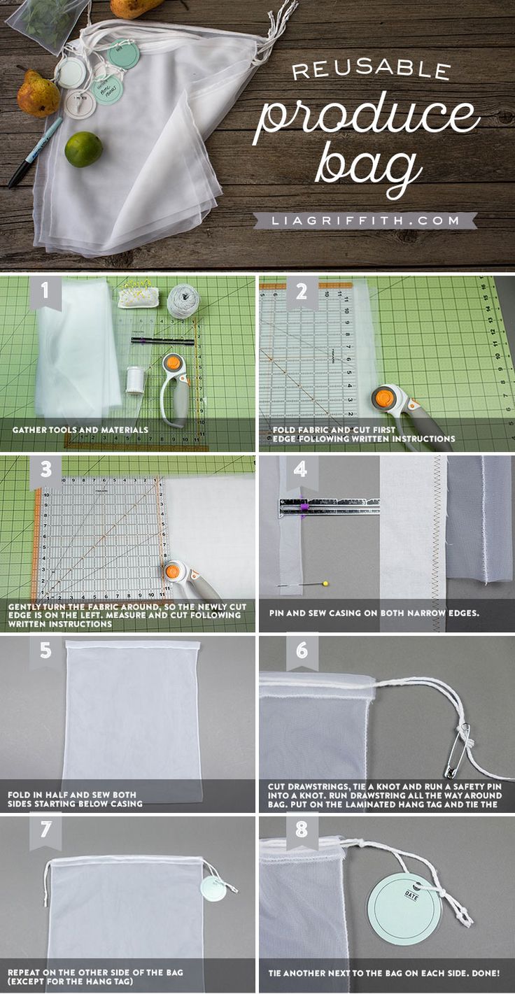 instructions to make a reusable produce bag