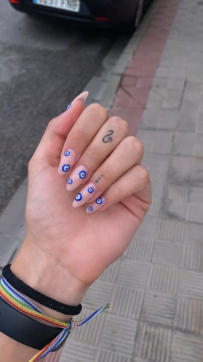 Turkish Nails Designs, Turkish Nails, Turkish Eye Nails, God Eye, Uñas Aesthetic, Color For Nails, Turquoise Eyes, Turkish Eye, Eye Nails