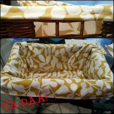 two different pictures of the same dog bed and one has a flower pattern on it