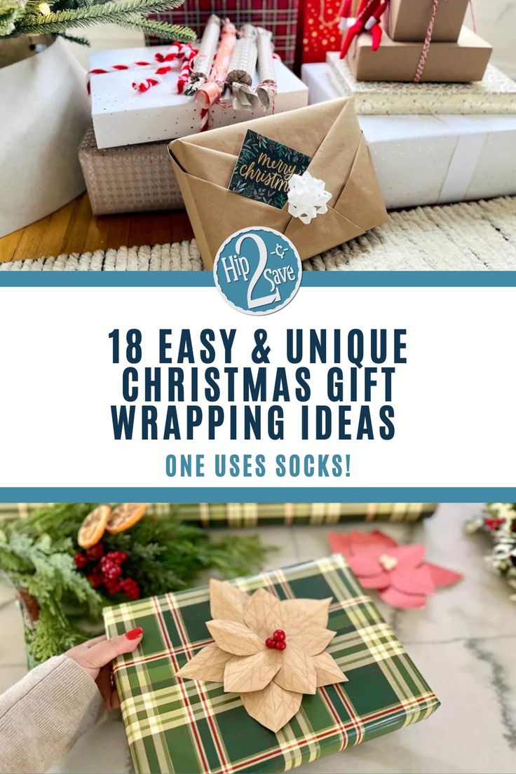 Looking for easy gift wrapping ideas? Here are 18 gift wrapping techniques using little to no tape. One of these gift wrapping options uses Christmas socks! Easy Gift Wrapping Ideas, Unique Gift Wrapping Ideas, Drawing Paper Roll, Easy Gift Wrapping, Christmas Gift Wrapping Ideas, Wrapping Techniques, Red Crafts, Gift Wrapping Techniques, Gift Wrapping Ideas