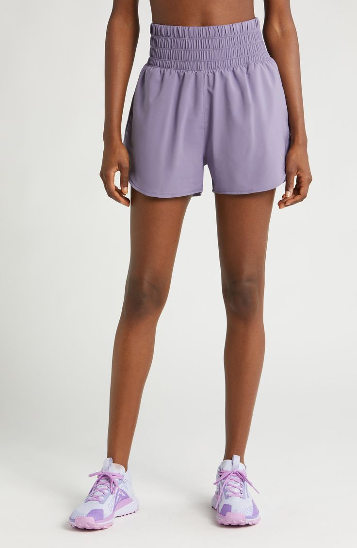 Gear up for your run with these lightweight high-waisted shorts constructed from moisture-wicking fabric and designed with brief lining for extra support. 3" inseam; 26" leg opening; 13 1/2" front rise; 17" back rise (size Medium) Elastic waist Side-seam pockets Dri-FIT moisture-wicking technology Brief liner 100% polyester Machine wash, tumble dry Imported Moisture Wicking Fabric, Nike Dri Fit, High Waisted Shorts, Dri Fit, Moisture Wicking, Elastic Waist, Nordstrom, High Waisted, Size Medium