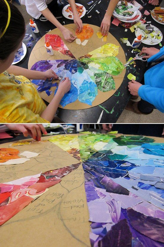 children are painting with different colors on paper