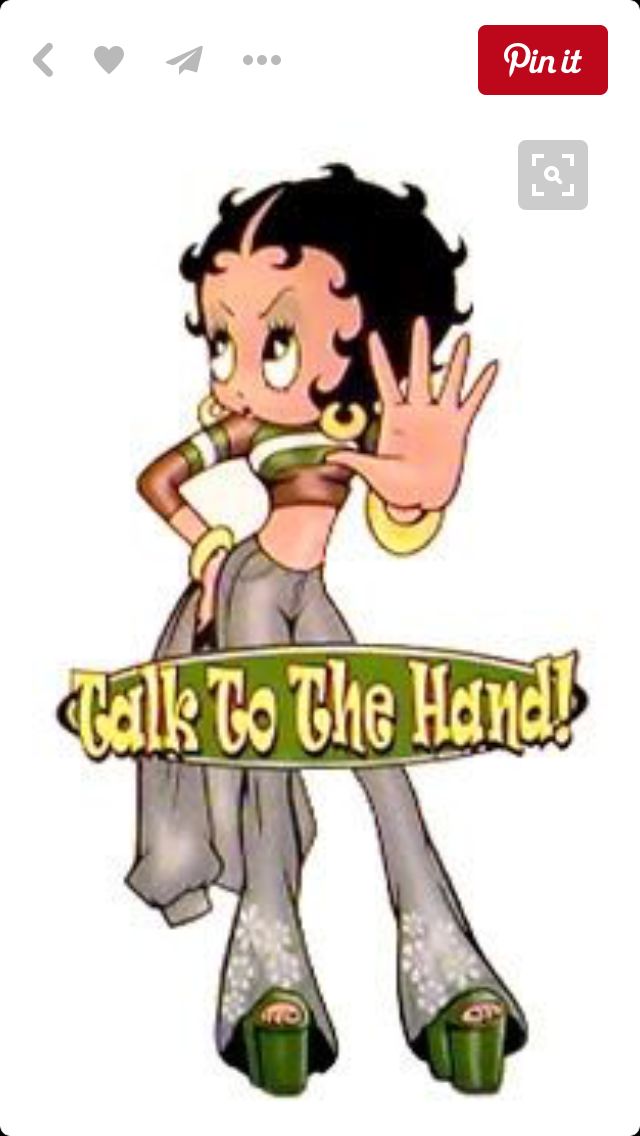 an image of a cartoon character with the words talk to the hand