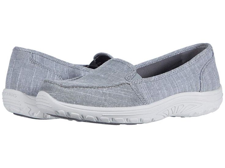 SKECHERS Reggae Fest - Manzanita - Women's Shoes : Grey : The SKECHERS Reggae Fest - Manzanita slip-on sneaker will add comfort and minimalist style to your everyday look with a woven natural canvas fabric upper, heathered finish, and premium cushioning. Slip-on design with dual elastic insets. Rounded toe with raised stitch seam. Relaxed Fit design provides a roomier fit. Padded collar and breathable fabric lining. Air Cooled Memory Foam cushioned insole for long-lasting wear. Supportive midsol Comfortable Textile Slip-ons With Woven Sole, Comfortable Slip-ons For Light Sports, Comfortable Textile Slip-on Sneakers, Textile Slip-ons With Woven Sole, Comfortable Everyday Slip-ons With Woven Sole, Comfortable Gray Sporty Slip-ons, Comfortable Textile Slip-on Sneakers With Ortholite Insole, Comfortable Slip-ons With Woven Sole, Casual Gray Slip-on Sneakers With Arch Support