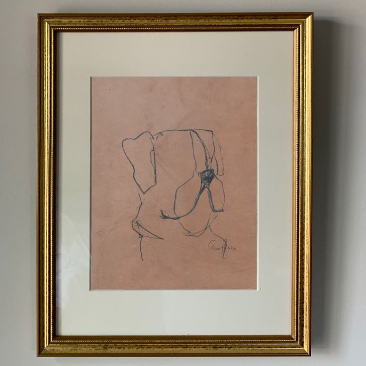 a drawing is hanging up on the wall