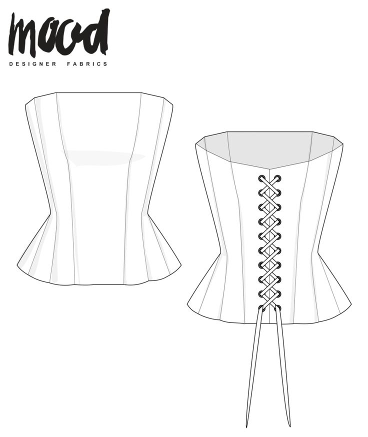 the front and back view of a corset