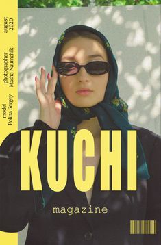 a magazine cover with a woman wearing sunglasses and a hijab on her head