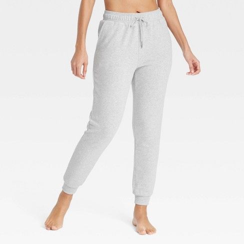 Women's Fleece Jogger Pants - Auden™ Gray M Cozy Long Pants For Leisure, Soft Cotton Sleep Bottoms, Relaxed Fit Bottoms For Sleep With Soft Texture, Relaxed Fit Sleep Bottoms With Soft Texture, Soft Texture Relaxed Fit Sleep Bottoms, Fleece Sweatpants With Elastic Waistband For Loungewear, Relaxed Fit Fleece Pants For Lounging, Full Length Sweatpants With Comfort Waistband For Relaxation, Fleece Sweatpants With Ribbed Waistband For Lounging