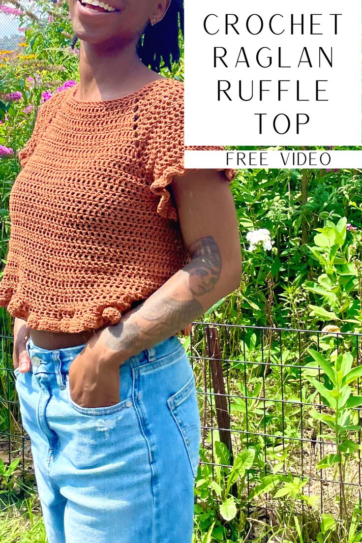 the crochet raglan ruffle top free video