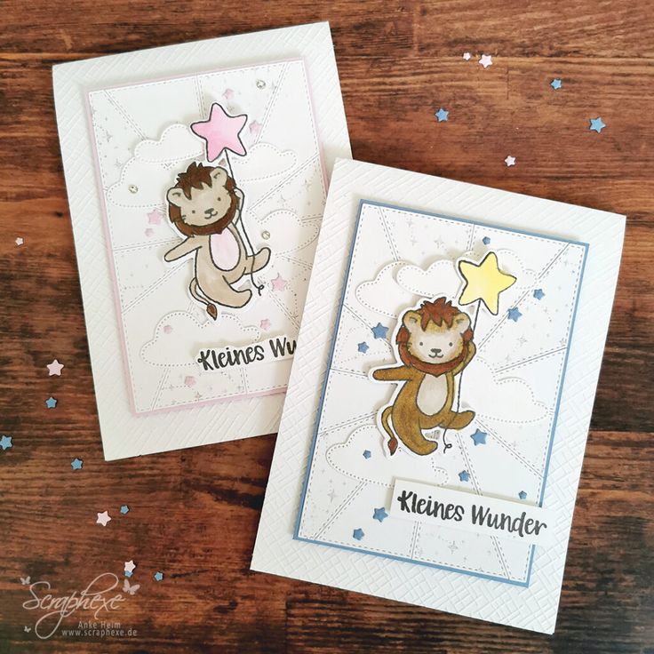 two cards with monkeys and stars on them