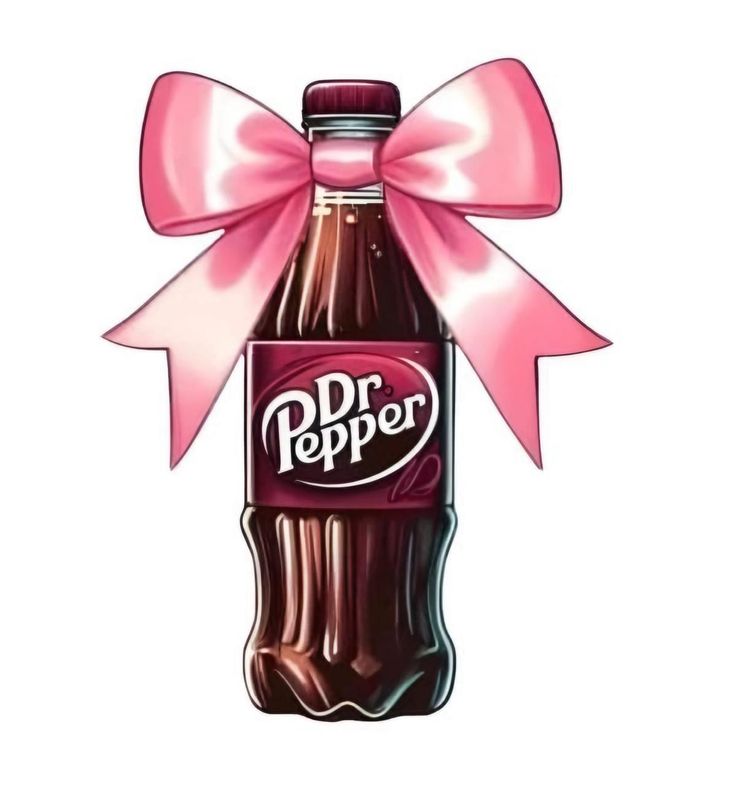 a dr pepper bottle with a pink bow on it