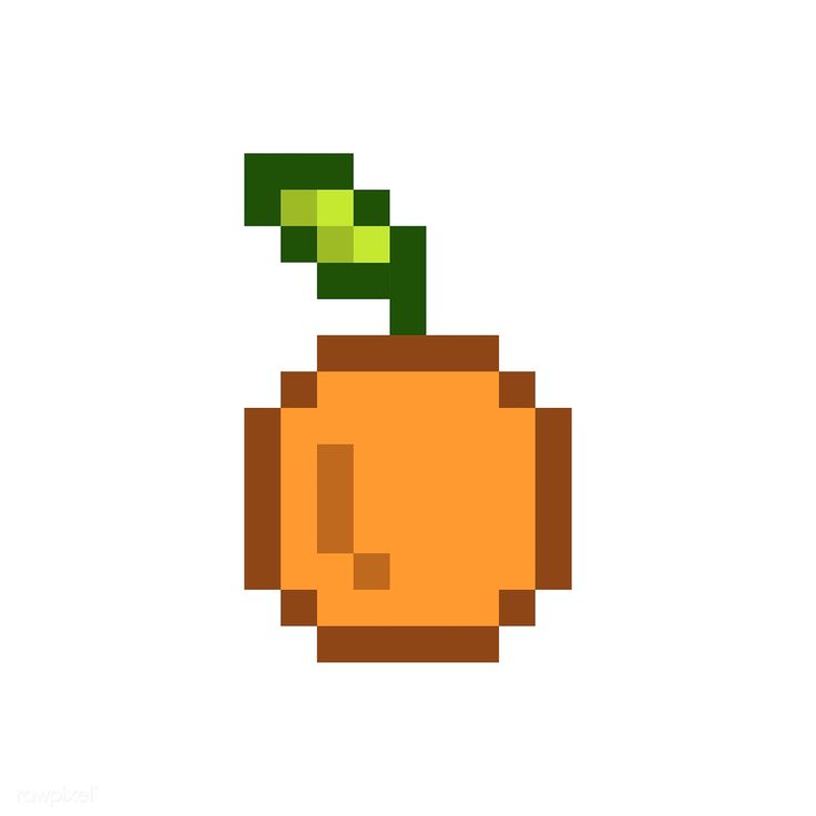 an orange pixel art piece with a plant growing out of it's top end