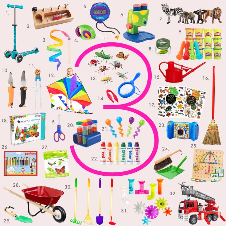 the number eight is surrounded by various toys and items for children to play with in their own home