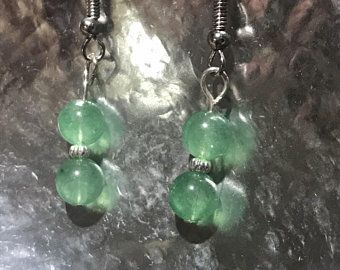 Earrings 14k Rose Gold Inverted Hoops Green Aventurine Dangle | Etsy Aventurine Dangle Earrings For Gift, Adjustable Aventurine Dangle Jewelry, Spiritual Jade Dangle Jewelry, Adjustable Jade Earrings With Ear Wire, Adjustable Jade Jewelry With Ear Wire, Handmade Aventurine Jewelry For May Birthstone, Nickel-free Jade Jewelry For Healing, Gold Filled Hoops, Wire Jewelry Designs