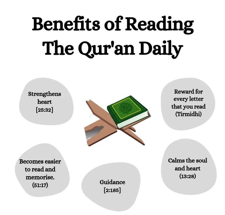 the benefits of reading the quran daily for children and adults, including an open book