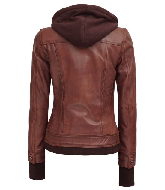 Removable Hooded Dark Brown Leather Jacket For Women
Embrace timeless elegance with our Women's Hooded Dark Brown Leather Jacket. Crafted to perfection, this jacket offers a chic look that effortlessly complements any outfit. The hooded design adds a touch of versatility, making it suitable for diverse occasions. Whether you're out on the town, cruising on your motorcycle, or adding flair to your daily routine, this jacket keeps you in vogue. Elevate your fashion game with the Women's Hooded Dark Brown Leather Jacket. Classic Hooded Jacket With Detachable Hood, Fitted Leather Hooded Jacket With Long Sleeves, Fitted Leather Jacket With Detachable Hood For Fall, Winter Leather Jacket With Double-lined Hood, Fitted Leather Outerwear With Double-lined Hood, Fitted Leather Hooded Jacket For Fall, Brown Outerwear With Adjustable Hood For Fall, Fitted Leather Hooded Jacket With Double-lined Hood, Brown Double-lined Hooded Outerwear For Cold Weather