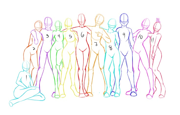 an image of a group of people with different colored lines on their body and head