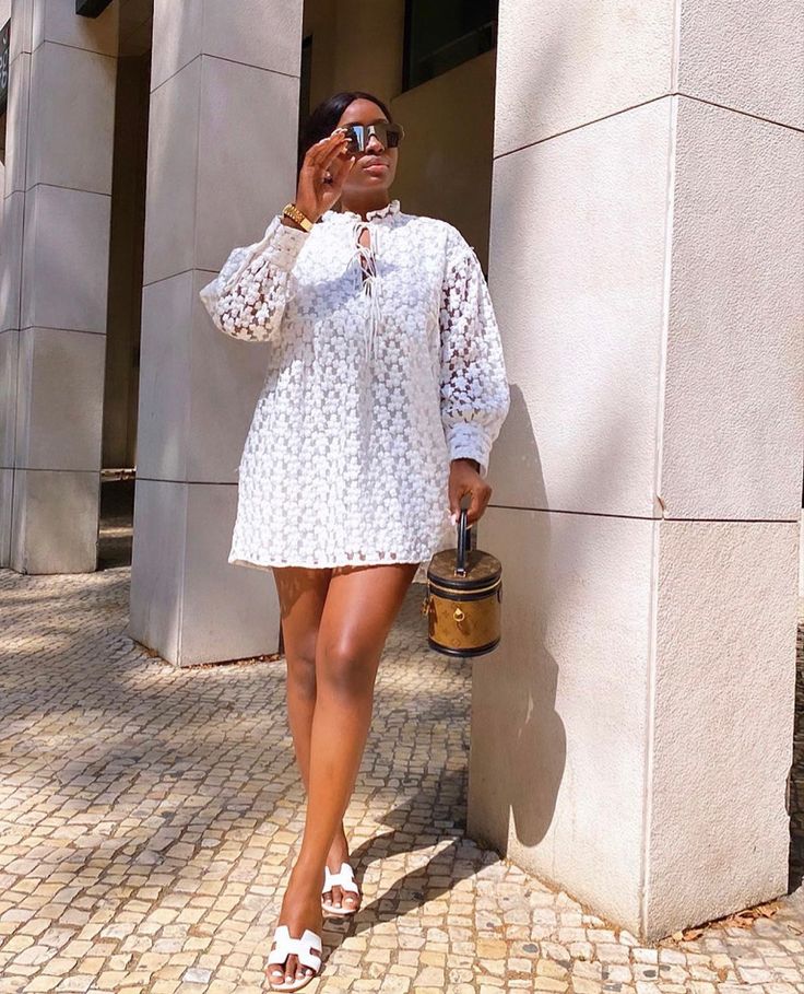 Modest Beach Wear, Beach Wear For Women, Short White Dress, White Dress Styles, Classy Short Dresses, African Print Tops, Dress Ootd, Classy Gowns, Ootd Aesthetic