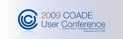 the 2009 coade user conference logo is displayed on a white background with blue and green accents