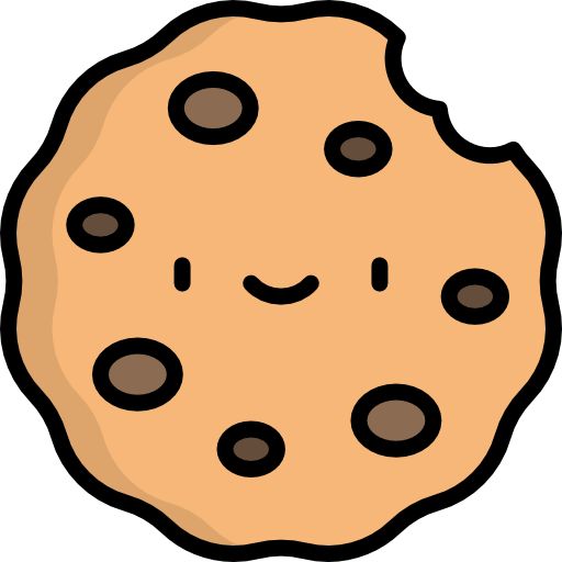 a cookie with chocolate chips and smiling face on the front, it's been drawn in